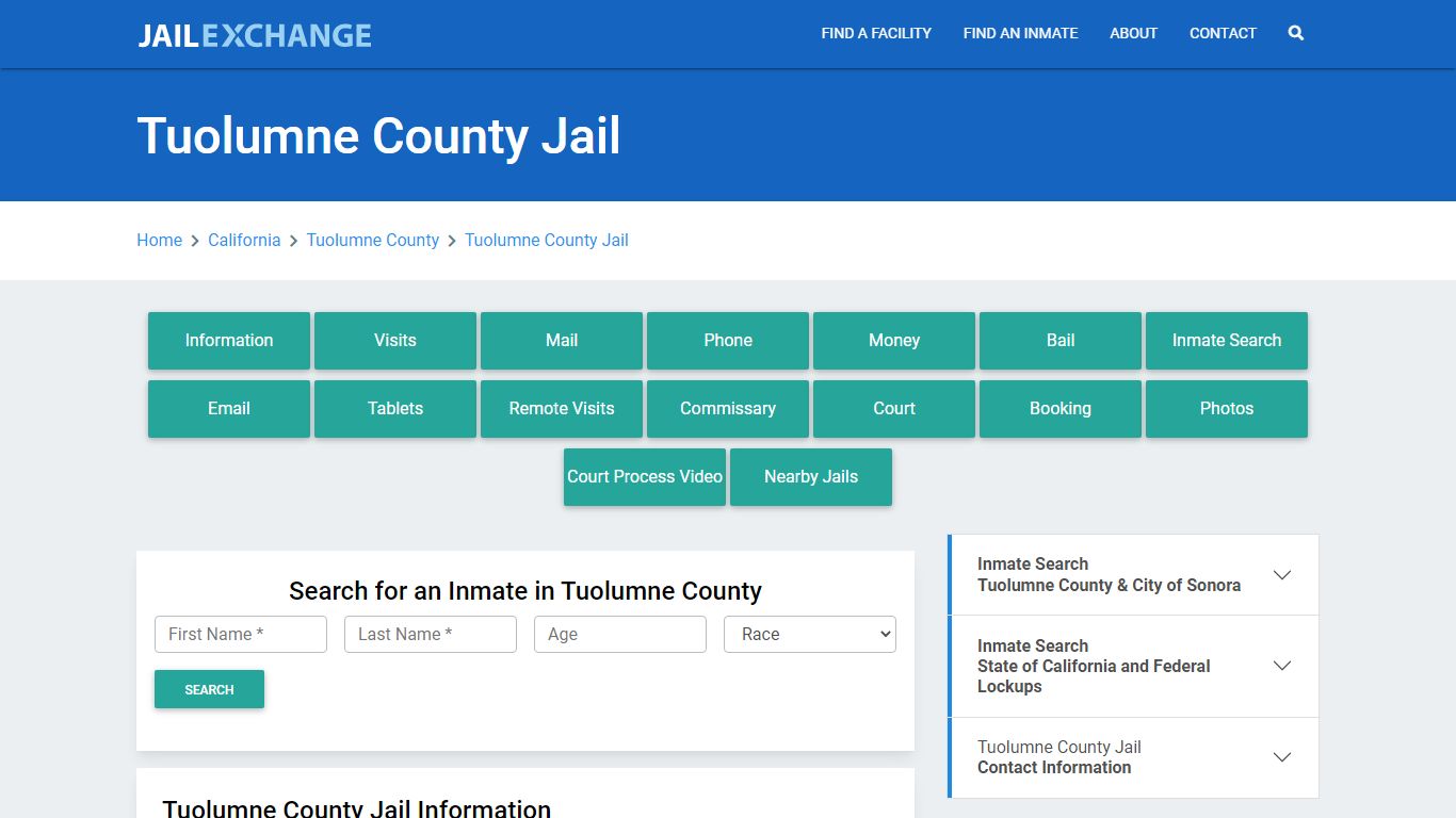 Tuolumne County Jail Roster Lookup, CA, Inmate Search